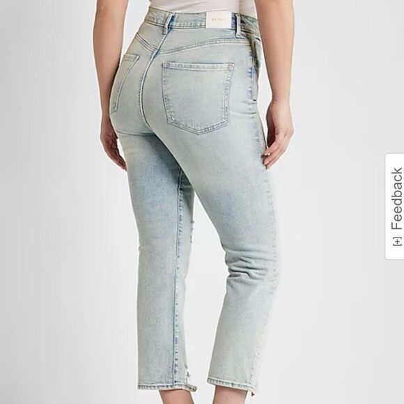 Express Slim Super High Rise Distressed Jeans Light Wash Women 8 Regular NWT - Picture 2 of 10